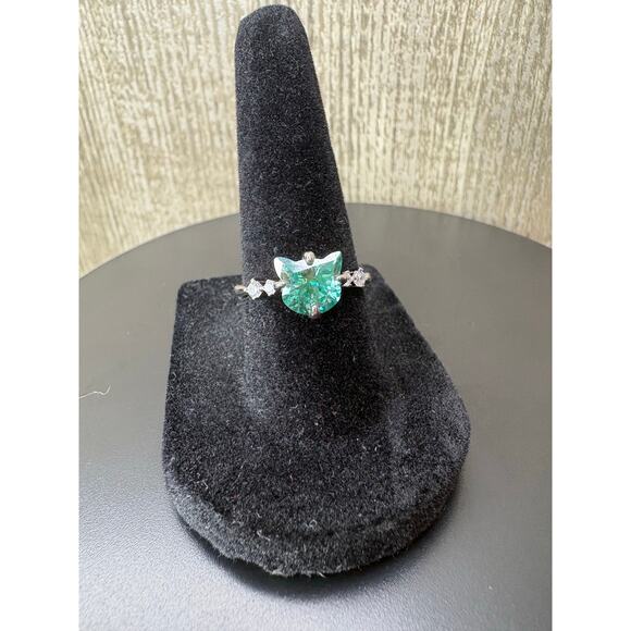 NEW 1.5ct Aquamarine Moissanite Cat Ring in 925 Silver - Picture 7 of 8